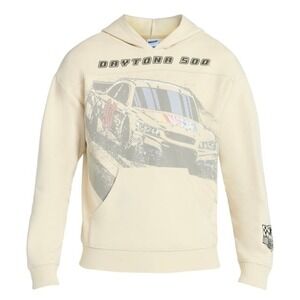 NASCAR Daytona 500 Graphic Hoodie Mens XS Light Birch Cream N1SN520 NEW